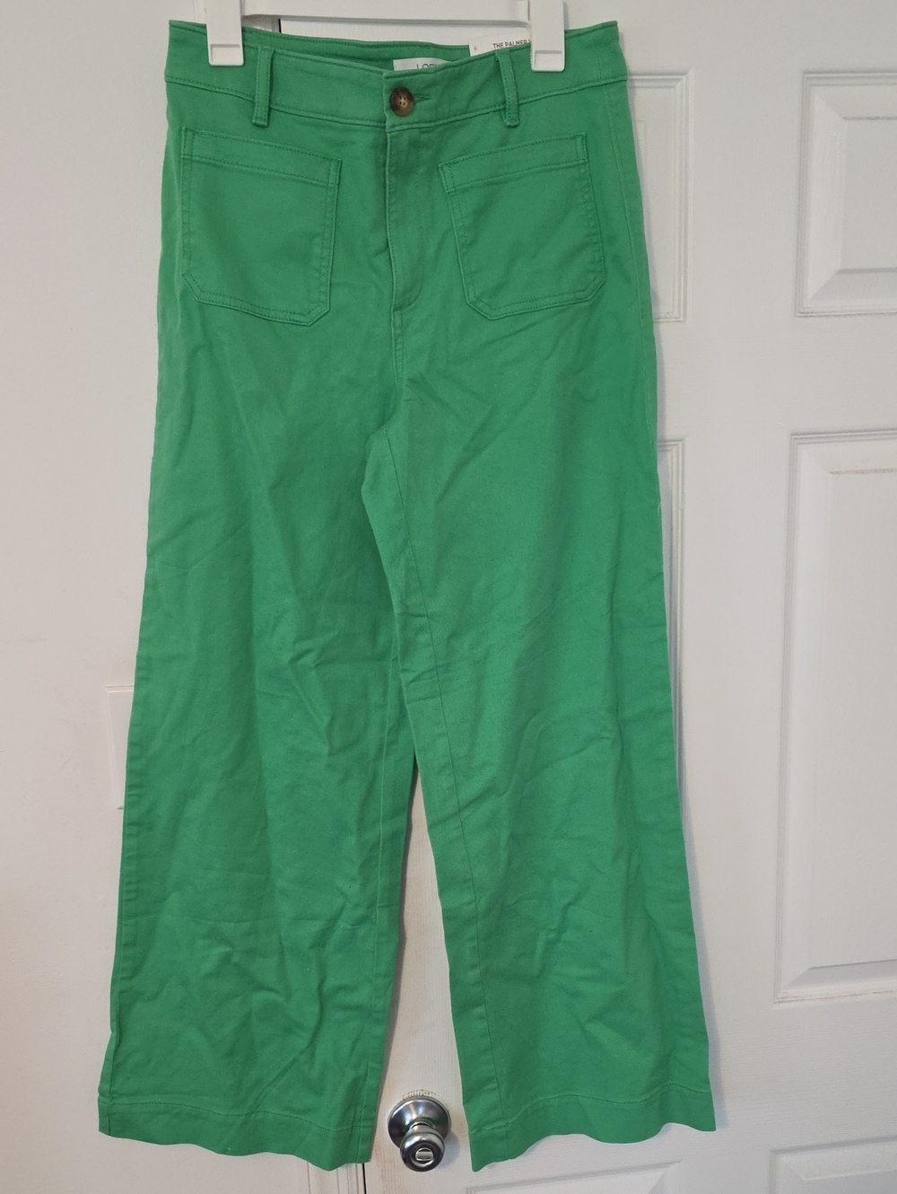 LOFT Women's Green Palmer Wide-Leg Chinos with Front Patch Pockets